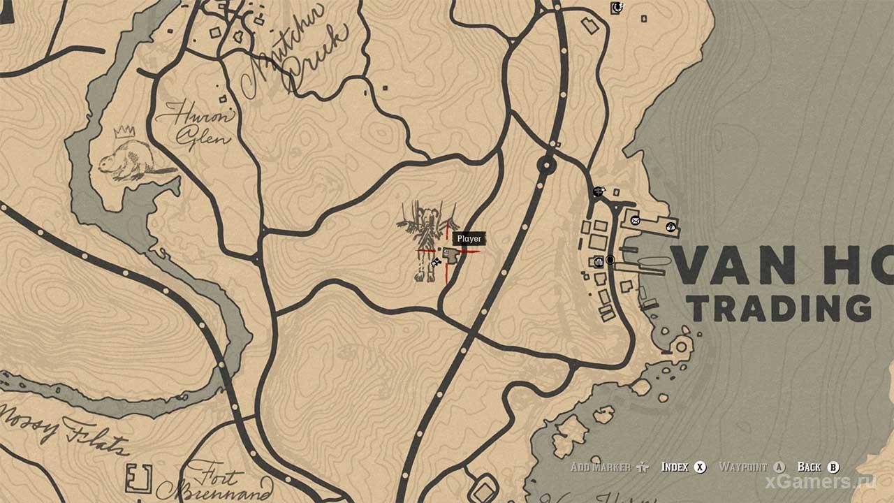 Отметка на карте где находится жуткий дом