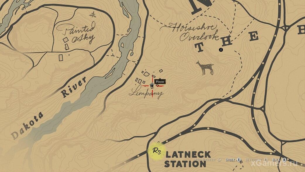 Отметка на карте где можно найти тайник с золотым слитком