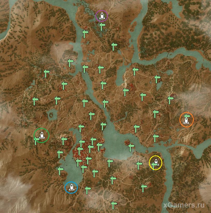 Карта локации Туссент в игре Ведьмак 3