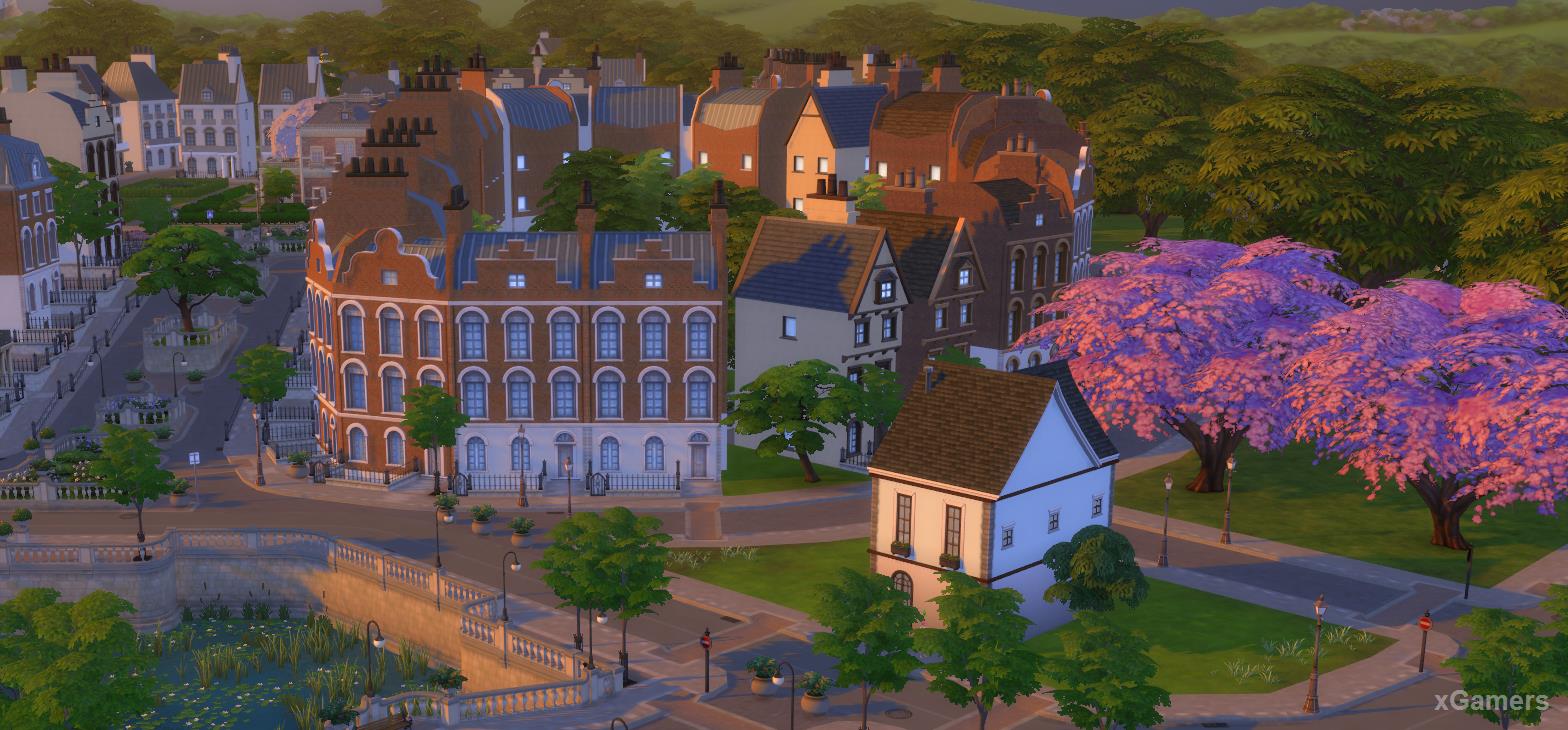 Жилые лоты в Бритчестере - студенческом городе Sims 4