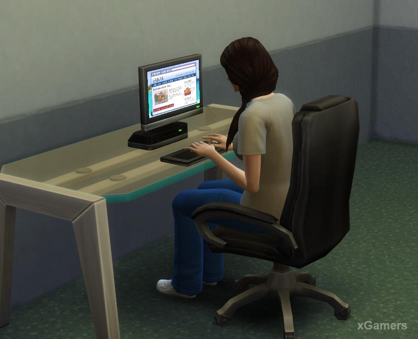 Поиск работы с помощью компьютера в игре The Sims 4