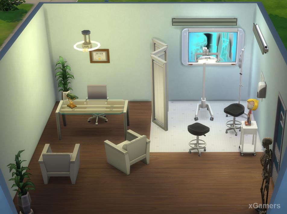 Кабинет доктора в игре Sims 4: На работу!