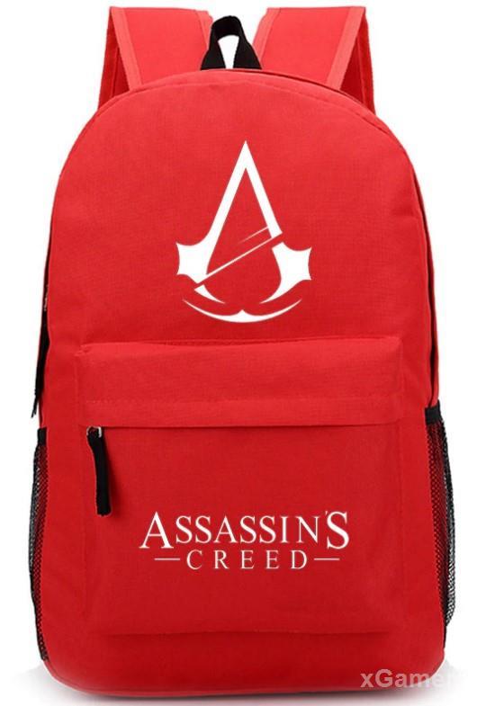 Стилизованный красный рюкзак с эмблемой Assassins Creed