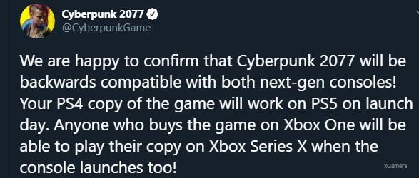 Подтверждение что Cyberpunk 2077 будет работать на консолях следующего поколения