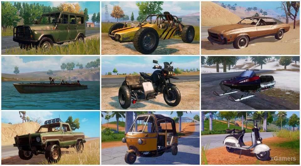 Транспорт и передвижение в PUBG