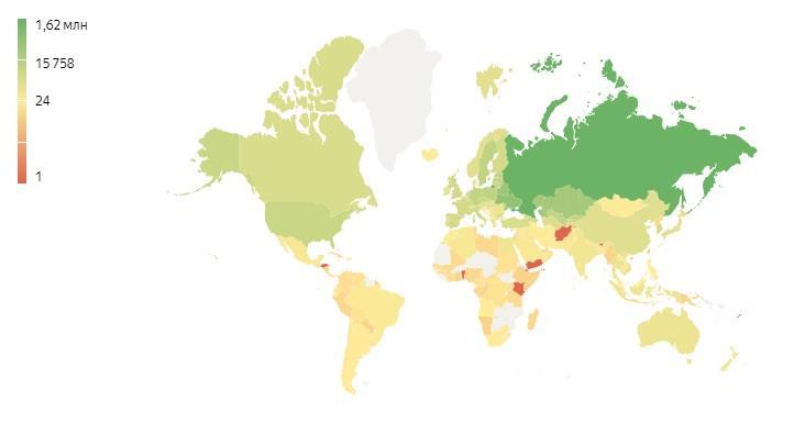 Страны проживания посетителей сайта