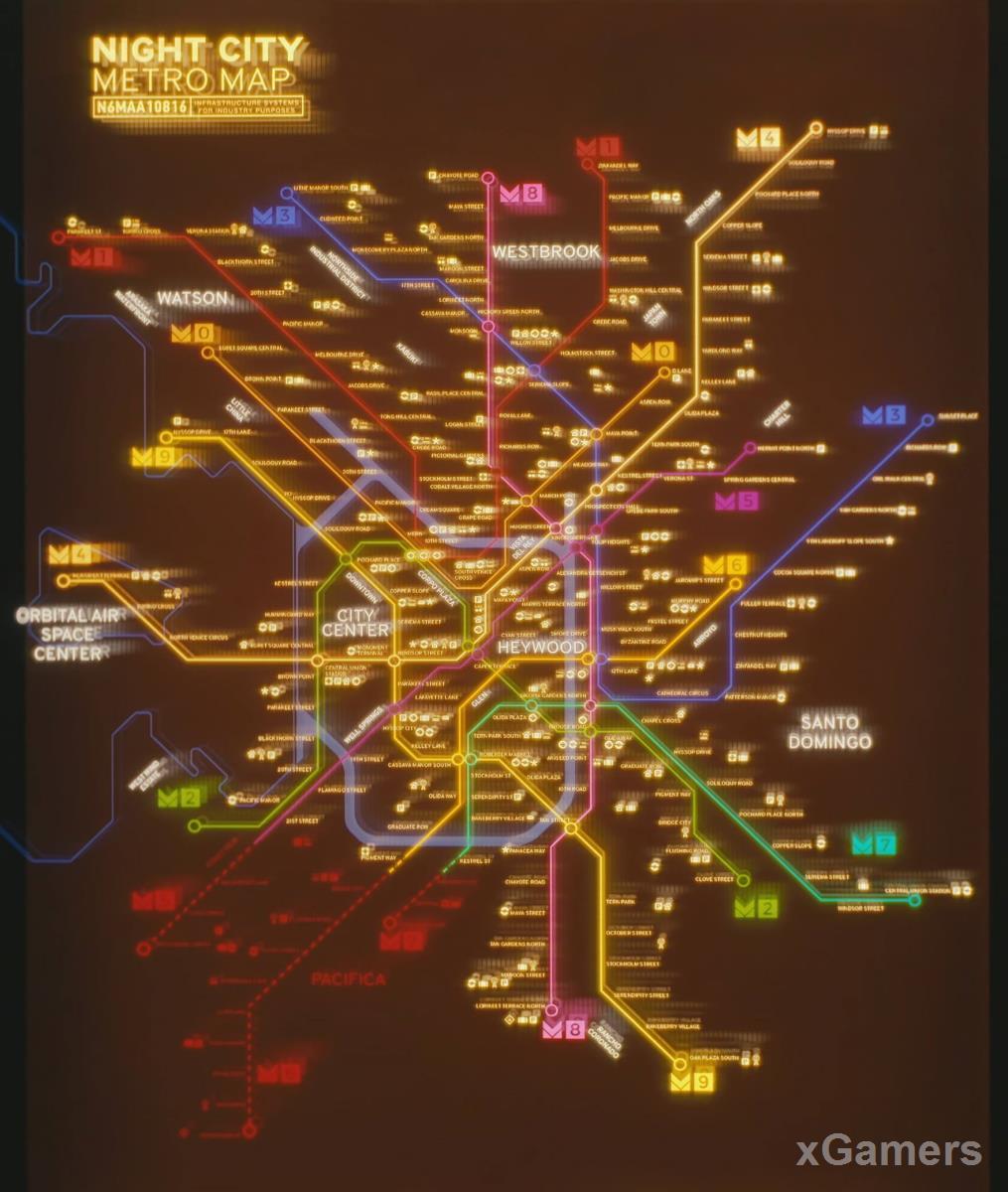 Карта Метро Найт-Сити