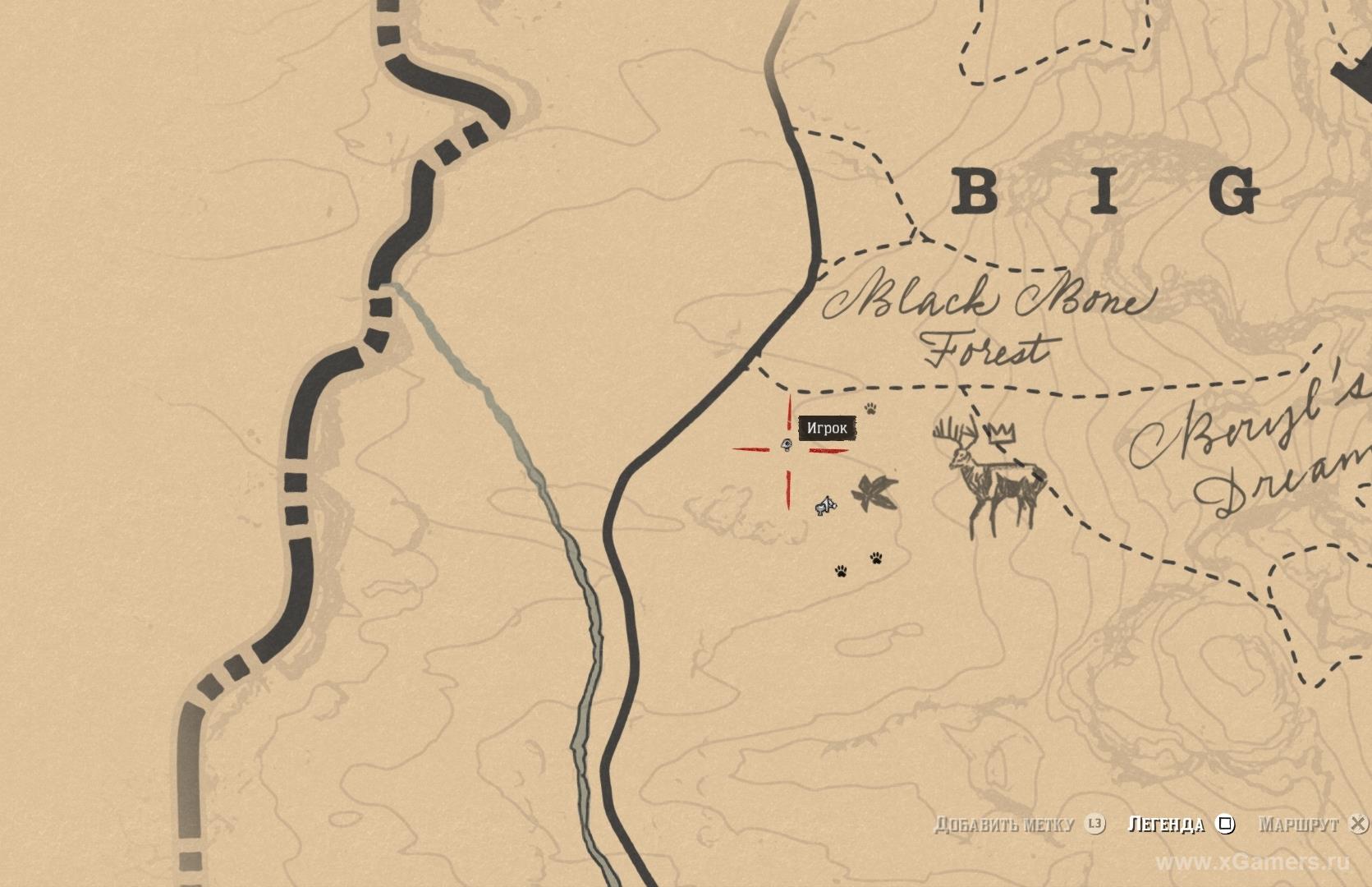 Легендарный олень на карте